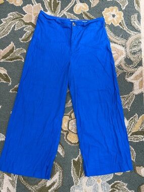 Maeve by Anthropologie Cobalt Blue Linen Colette Cropped Pant